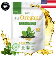 Oil of Oregano Black Seed Oil 6000MG 300 Softgels Immune Gut Health Supplement