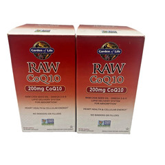 Garden of Life RAW CoQ10 200mg Vegan Capsules 60ct x 2pk Sealed BB 08/2026