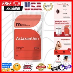 Astaxanthin 24mg with MCT Oil, 60 Softgels, 2 Supply | Max Strength Astaxant…
