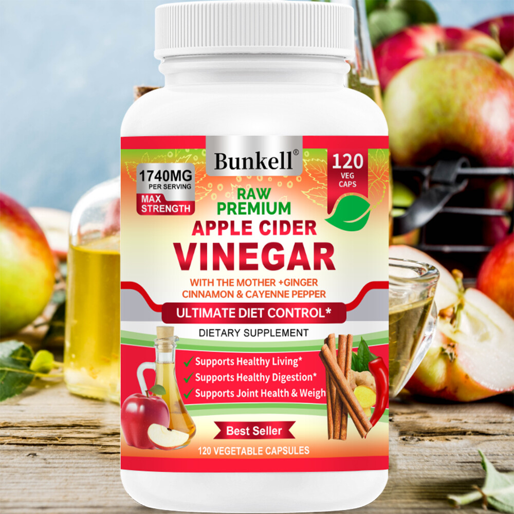 Apple Cider Vinegar 120 Capsules 1740mg Detox Weight Loss Fat Burner Digestive