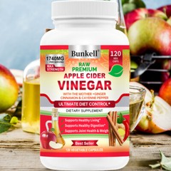 Apple Cider Vinegar 120 Capsules 1740mg Detox Weight Loss Fat Burner Digestive