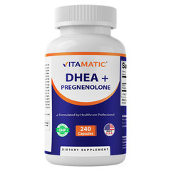 Vitamatic DHEA 100 mg + Pregnenolone 30 mg | 240 Capsules | Non-GMO | Made in US