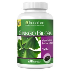 Trunature Ginkgo Biloba 120mg 340 Softgels Herbal Extract Supplement EXP: 08/27