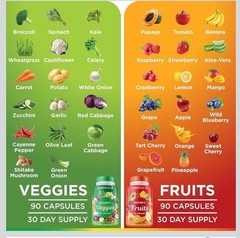 Superfood MD Fruits and Veggies Supplement – 90 Fruit and 90 Veggie Ct Exp 3/27