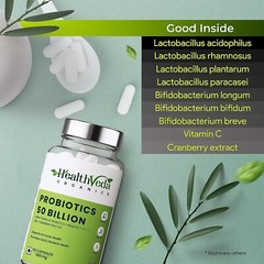 Health Veda Organics Probiotics 50 Billion CFU Multi-Strains | 60 Veg Capsules