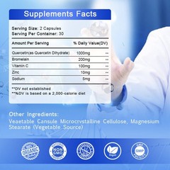 Quercetin 1000mg With Bromelain – Natural Immune supplement, 240 Capsules