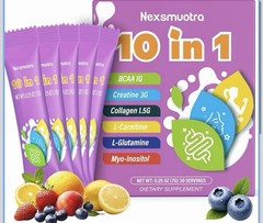 Nexsmuotra 10-in-1 Dietary Supplement Powder Sticks 30 Servings Tropical Orange
