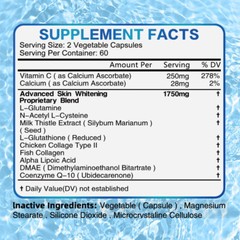 NAC Glutathione w Vitamin C Skin Whitening Bleaching Anti-Agin&Dark Spot Remover