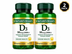 (2 Pack) Nature’s Bounty D3 50mcg (2000iu) 240ct Ea. Expires: 05-2028+ M31