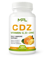 MFL C D Z | Vitamins C 1000mg, D3 125mcg + ZINC 25mg | 120 Vegetarian Capsules