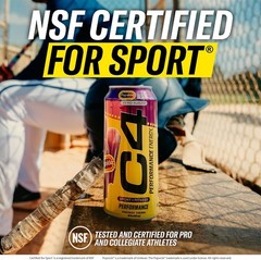 Hawaiian Pineapple C4 Performance Energy Drink – 12 Pack, 200mg Caffeine,