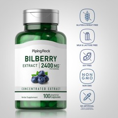 Bilberry Extract Capsules 2400mg | 200 Count | Non-GMO | by Piping Rock
