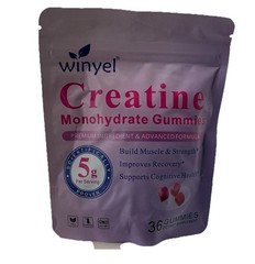 Winyel Creatine Monohydrate Sugar Free Gummies 5g Serving 36 Gummies SEALED