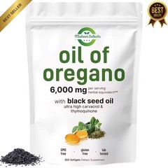 Oil of Oregano with Black Seed 6000mg – 300 Softgels – Immune & Digestive Suppor