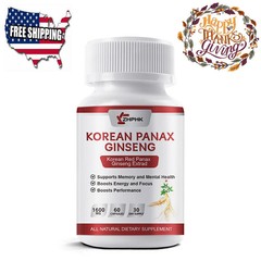 Korean Red Panax Ginseng Capsules 1600mg Extra High Strength NON-GMO Ginsenoside
