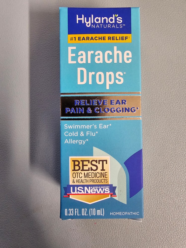 Hyland’s Earache Drops, Natural Relief of Cold & Flu, White, 0.33 Fl Oz