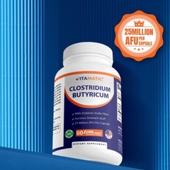 Vitamatic Clostridium butyricum 25 Million – Gut Health – 60 DR Capsules (Delaye