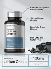Lithium Orotate 130mg, 180 Capsules 5mg Bioavailable Elemental Lithium, Horbaach