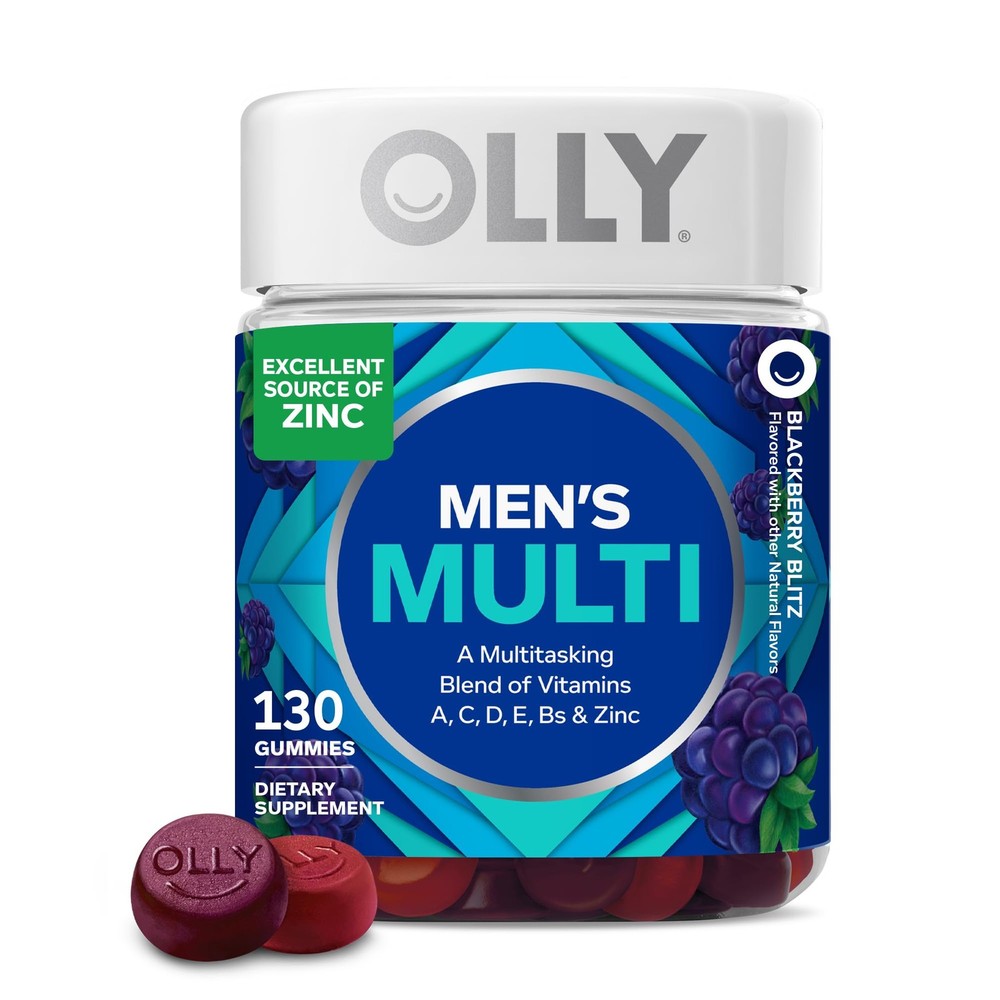 OLLY Men’s Multi Gummies, Supports Overall 130 Count (Pack of 1, Magenta
