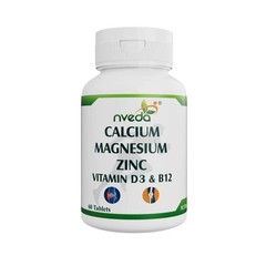 Nveda Calcium 1000mg with D3, K2, Mg, Zinc, B12 – Bone & Joint Support – 60 Tabs
