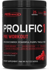 PEScience Prolific-1 Pre Workout Powder Tingle-Free – Red Razz Candy 14.1 oz