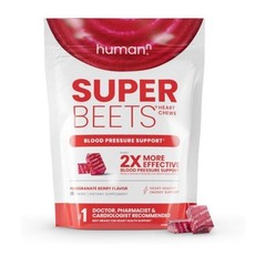 NEW Non-GMO Humann SuperBeets Heart Chews Pomegranate Berry 60 Count