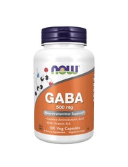 NOW FOODS GABA 500 mg + B-6 100 Veg Capsules Exp 3/29