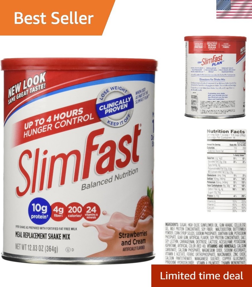 Delicious Strawberries & Cream Shake Mix – 14 Servings – Gluten Free Weight Loss