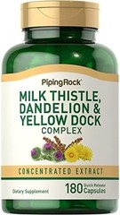 Piping Rock Milk Thistle, Dandelion & Yellow Dock | 180 Capsules | Concentrated