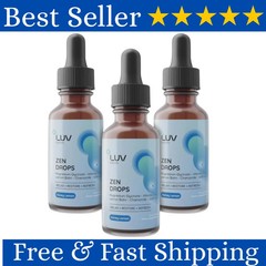 LUV Health Zen Drops Calm Relaxation Support w Magnesium Glycinate 3 Pack USA.