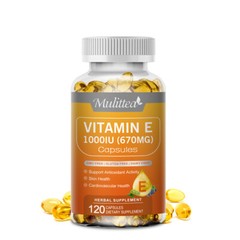 Skin, Hair, Immune & Eye Health – Vitamin E 1000 IU Capsules, 670mg, 120 Softgel