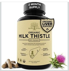 Garden of Herbz Organic Milk Thistle Supplement 80% Silymarin – 120 ct – 4/2028