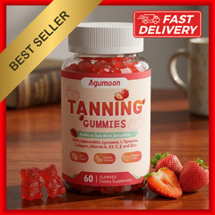 60 Gummies Tanning Supplement | Beta Carotene Collagen Skin Health Vegan