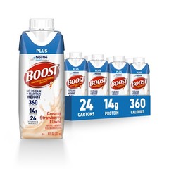 BOOST Plus Nutritional Drink, Creamy Strawberry, 8 Fl Oz Pack of 24