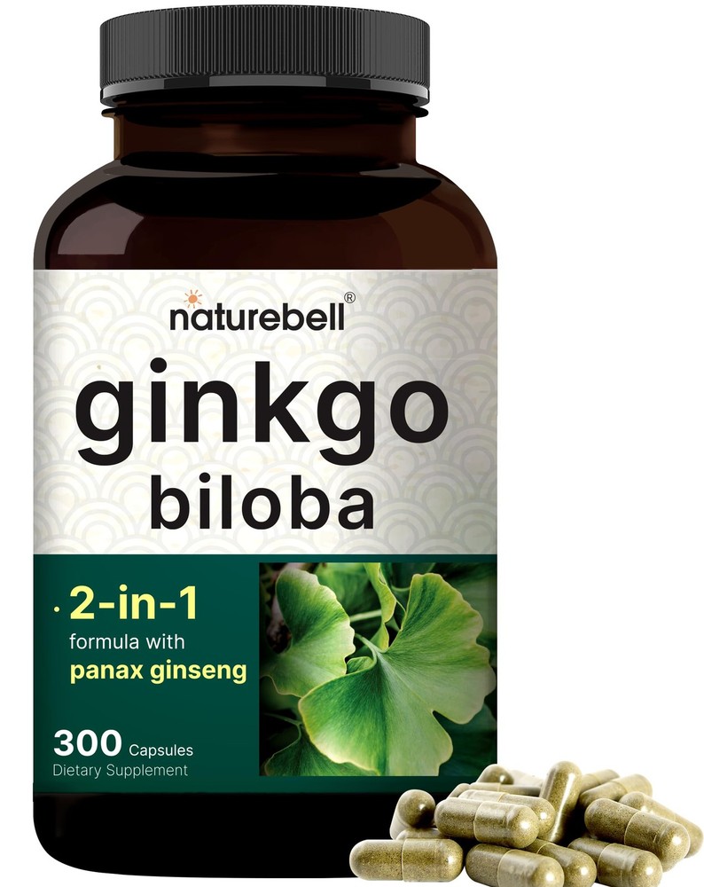 NatureBell 300-Capsule Max Strength Ginkgo Biloba & Panax Ginseng Supplement