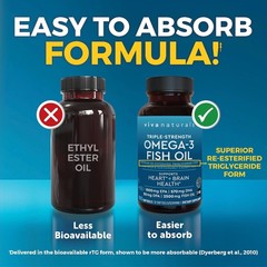Triple Strength Fish Oil Omega 3 Supplements for Women and Men – 2500 mg High…
