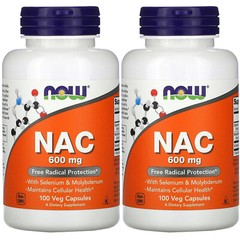Now Foods NAC, 600 mg, 100 Veg Capsules, 2 Pack