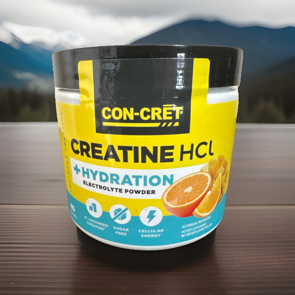 CON-CRĒT® Creatine HCl + Hydration – Electrolyte Powder – Citrus Mango – 6.8oz