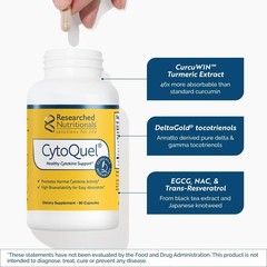 Researched Nutritionals CytoQuel 90 Capsules Vegan Cytokine Support Formula BEST