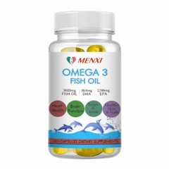 MENXI Omega 3 Fish Oil Capsules Triple Strength EPA & DHA, Burp-Less 120 sofgels