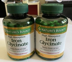 Lot of 2 Nature’s Bounty Iron Glycinate 300 Count EXP 2/2028