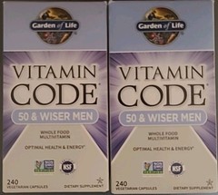 FOR 2 Garden of Life Vitamin Code 50 & Wiser Men Multivitamin 240ct EXP05/2026