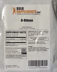 BulkSupplements D-Ribose Powder 17.6oz – 5000 mg Per Serving – 100 serving size