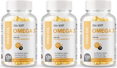 Omega 3 Fish Oil Capsules 5x Strength 3600mg EPA & DHA Highest Potency 3 Pack