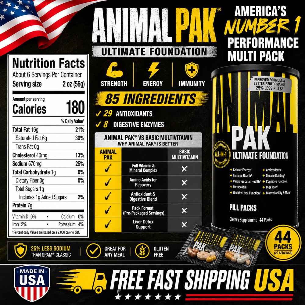 UNIVERSAL NUTRITION ANIMAL PAK Ultimate Foundation Multivitamin for Men 44 Packs