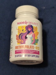 MAMA’S SELECT Methylfolate + B12 800mcg 30 Capsules Vegan Non-GMO EXP 3/29