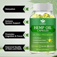 (2Pack) Hemp Oil Capsules – 60,000 Maximum Strength, 90 Count (Pack of 2)