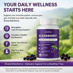 Enhanced Elvera Elderberry Gut Support Complex – Organic Black Elderberry Soft C