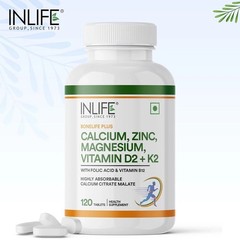 INLIFE Calcium+D3+K2+Zinc+B12 | Bone & Joint Formula | 120 Tablets m901