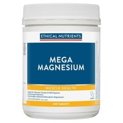 Ethical Nutrients Mega Magnesium muscle Health Energy Production 240 Tablets